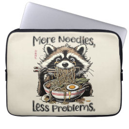 More noodles less problems raccoon eating ramen laptop sleeve