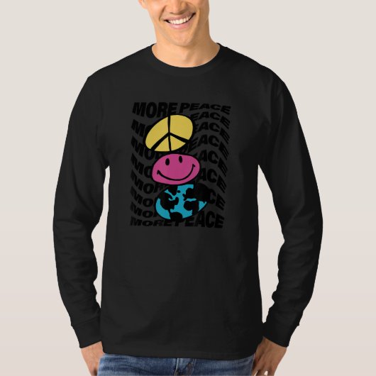 More Peace Trippy Repeat Peace Sign Happy Face Ear T-shirt (Voorkant)