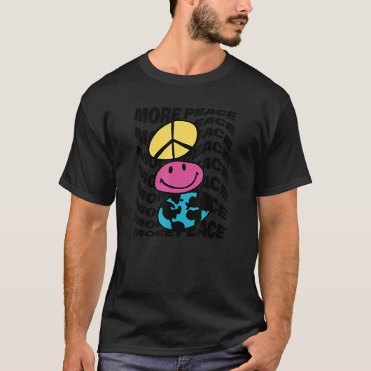More Peace Trippy Repeat Peace Sign Happy Face Ear T-shirt (Voorkant)