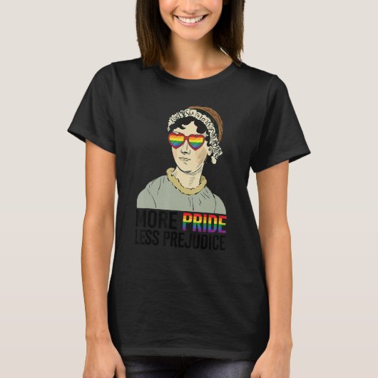 More Pride Less Prejudice LGBT Jane Austen Proud A T-shirt (Voorkant)