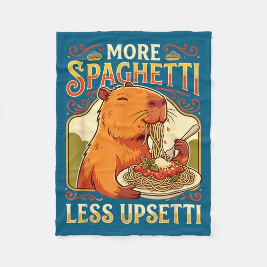 More Spaghetti Less Upsetti Capybara Fleece Deken (Voorkant)