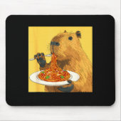 More Spaghetti Less Upsetti Capybara Illustration Muismat (Voorkant)