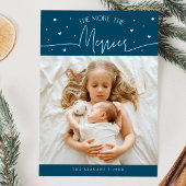 More The Merrier Christmas Teal Photo Birth  Aankondiging