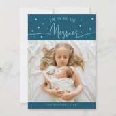 More The Merrier Christmas Teal Photo Birth  Aankondiging (Voorkant)