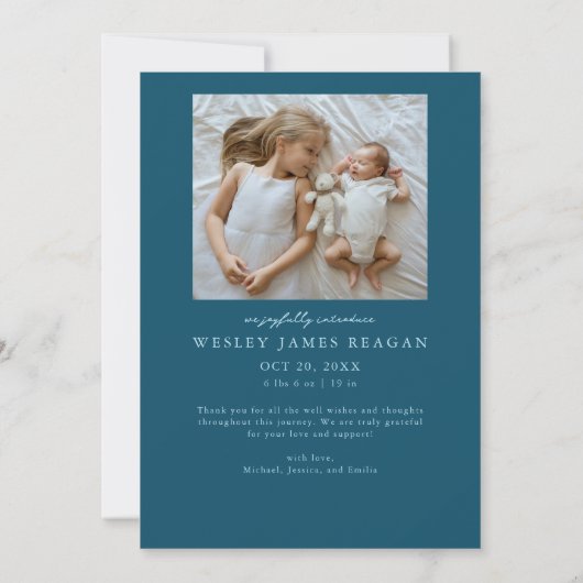 More The Merrier Christmas Teal Photo Birth  Aankondiging (Achterkant)