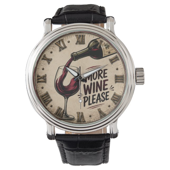 More Wine Please Rustic Home Bar Horloge (Voorkant)