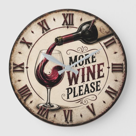 More Wine Please Rustic Vineyard Home Bar Grote Klok (Voorkant)