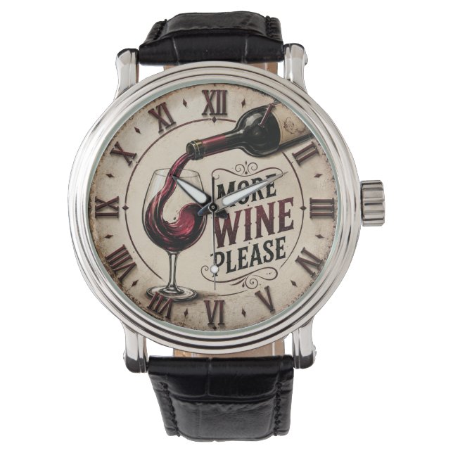 More Wine Please Rustic Vineyard Home Bar Horloge (Voorkant)