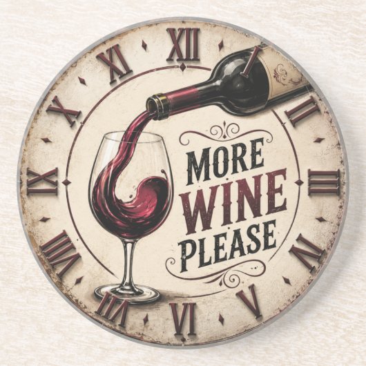 More Wine Please Rustic Vineyard Home Bar Zandsteen Onderzetter (Voorkant)