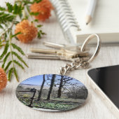 Morecambe Bay Uitzicht Button Key Ring Sleutelhanger (Zijkant)