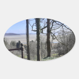 Morecambe Bay Uitzicht Ovale Sticker