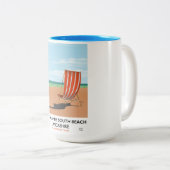 Morecambe South Beach Lancashire poster Tweekleurige Koffiemok (Voorkant rechts)