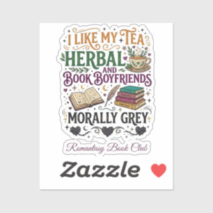 Moreel Grijs Boek Vriend Kruidenthee Boekclub Sticker