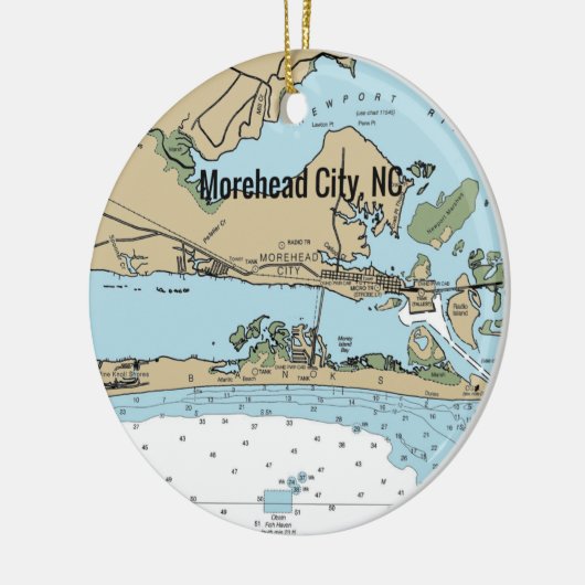 Morehead City NC Chart Keramisch Ornament (Links)