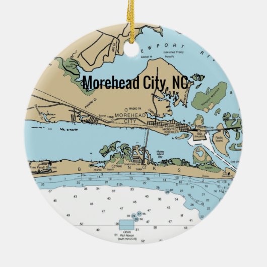 Morehead City NC Chart Keramisch Ornament (Achterkant)