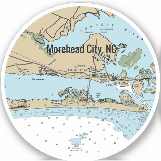 Morehead City NC Chart Sticker (Voorkant)