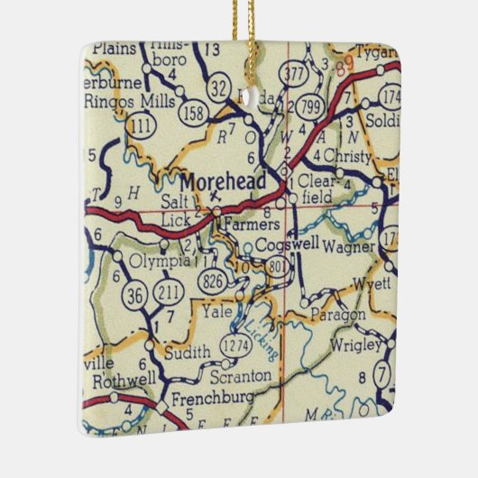 Morehead KY  Map Keramisch Ornament (Rechts)