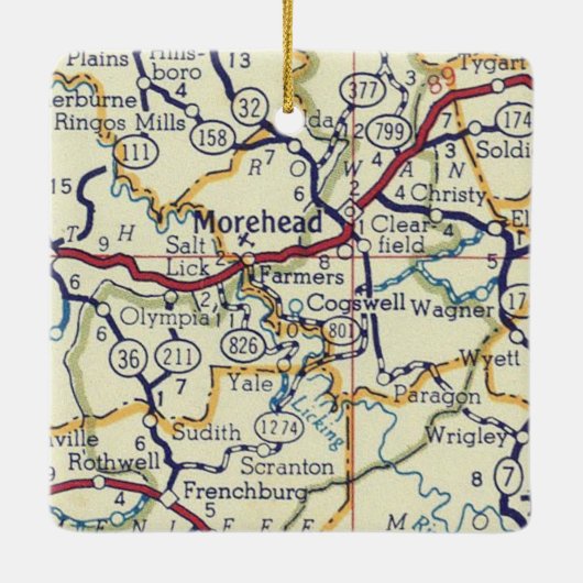 Morehead KY  Map Keramisch Ornament (Achterkant)