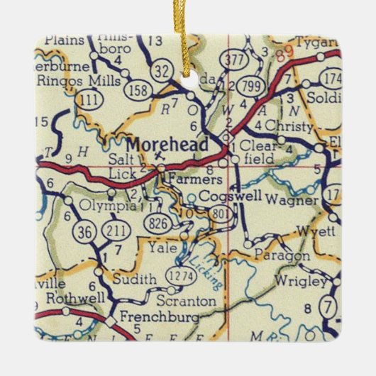 Morehead KY  Map Keramisch Ornament (Voorkant)