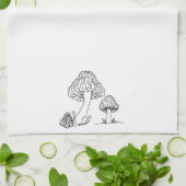 Morel Foaged Mushrooms | Hand getrokken schets ont Theedoek (Gevouwen)