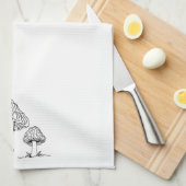 Morel Foaged Mushrooms | Hand getrokken schets ont Theedoek (Quarter Fold)