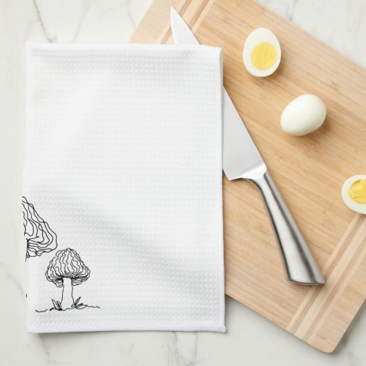 Morel Foaged Mushrooms | Hand getrokken schets ont Theedoek (Quarter Fold)