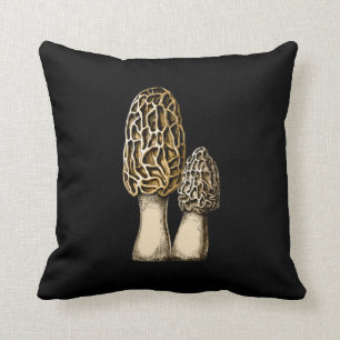 Morel Mushroom  Botanische illustratie Kussen