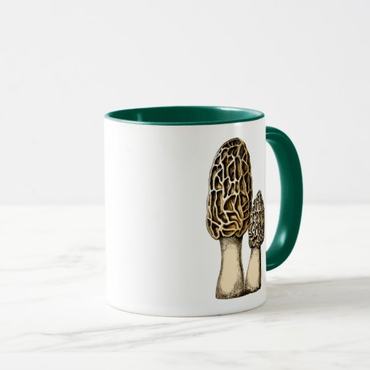 Morel Mushroom Botanische illustratie Mok (Voorkant rechts)