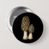 Morel Mushroom  Botanische illustratie Ronde Button 7,6 Cm (Voorkant /achterkant)