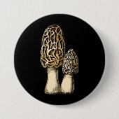 Morel Mushroom  Botanische illustratie Ronde Button 7,6 Cm (Voorkant)