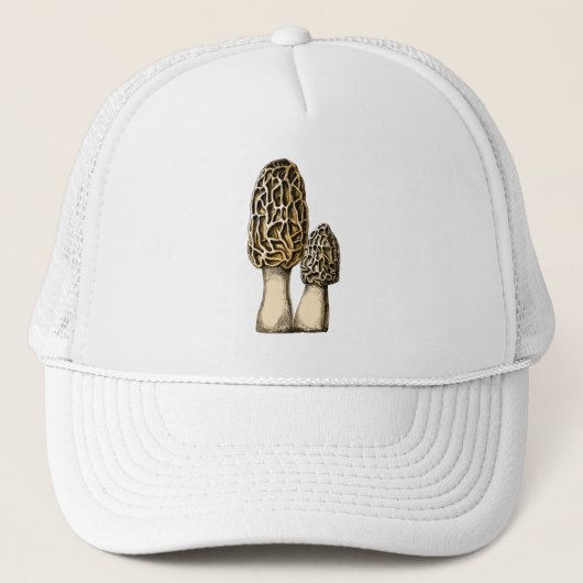 Morel Mushroom Botanische illustratie Trucker Pet (Voorkant)
