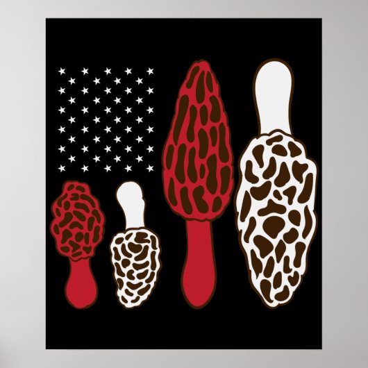 Morel Mushroom Hunter Fungi USA 4 juli Morels Poster (Voorkant)