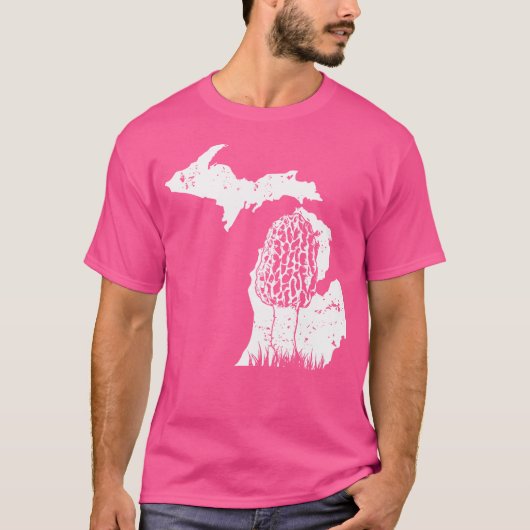 Morel Mushroom Hunter Michigan Kaart Morchella T-shirt (Voorkant)