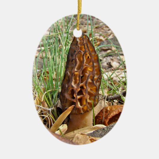 Morel Mushroom Keramisch Ornament (Voorkant)