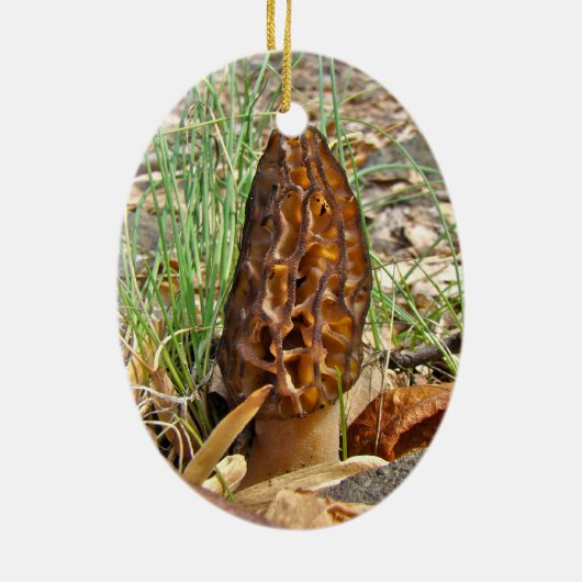 Morel Mushroom Keramisch Ornament (Achterkant)