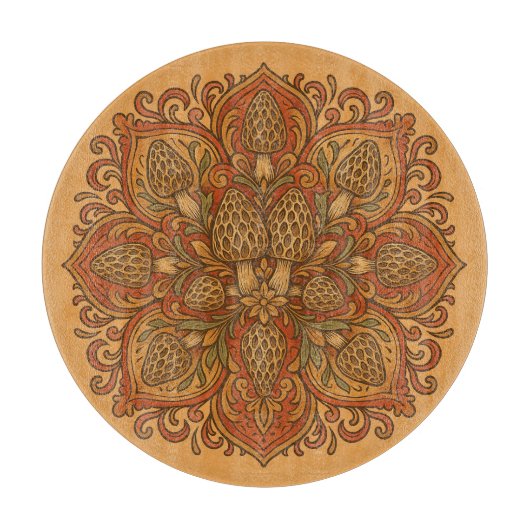 Morel Mushroom Mandala Snijplank (Voorkant)