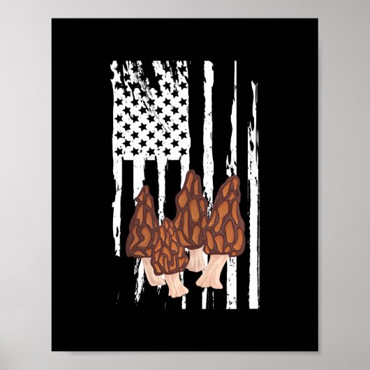 Morel Mushroom Patriotic American USA Flag Poster (Voorkant)