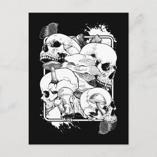 Morel Mushrooms Natuur Witchy Skull Briefkaart (Voorkant)