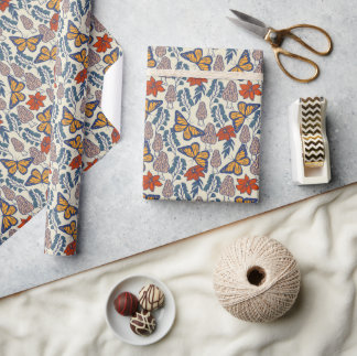 Morel paddenstoel en Monarch Butterfly Wrapping Pa Cadeaupapier