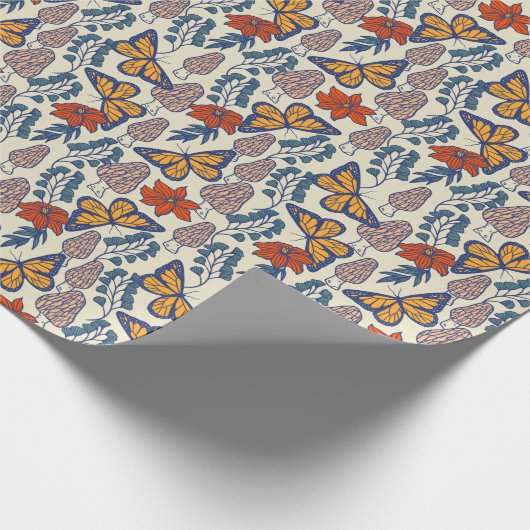 Morel paddenstoel en Monarch Butterfly Wrapping Pa Cadeaupapier (Hoek)