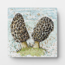 Morel-paddenstoel waterverf afdrukken met elastisc