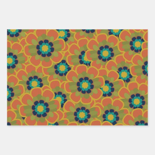 Morelia Flowers Retro Floral Pattern Inpakpapier Vel (Voorkant 2)