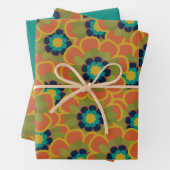 Morelia Flowers Retro Floral Pattern Inpakpapier Vel (In situ)