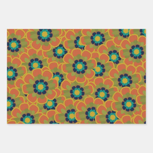 Morelia Flowers Retro Floral Pattern Inpakpapier Vel (Voorkant)
