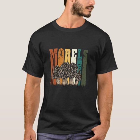  Morels Retro Morel Paddenstoel Jacht T-shirt (Voorkant)
