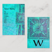 MORENDE STAR 2, MONOGRAM, Blauwgroen, Blauw groen, Visitekaartje (Voorkant / Achterkant)