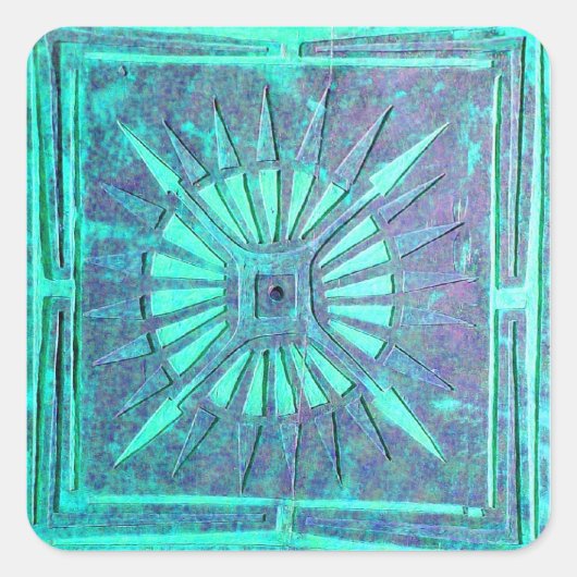 MORENDE STAR, aqua blue, turquase, blauwgroen Vierkante Sticker (Voorkant)