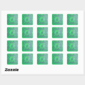 MORENDE STAR, blauw, licht, groen Vierkante Sticker (Vel)