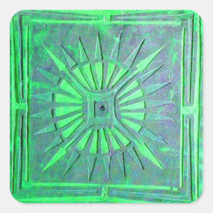MORENDE STAR, blauw, licht, groen Vierkante Sticker