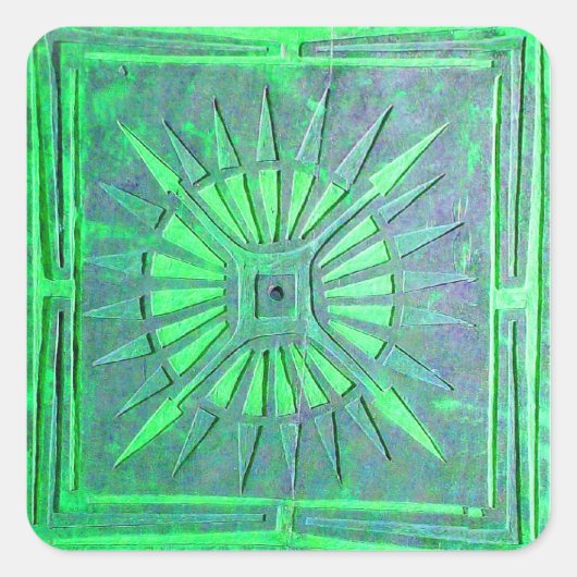 MORENDE STAR, blauw, licht, groen Vierkante Sticker (Voorkant)